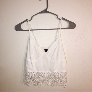 Cute Floral Trim Crop Top